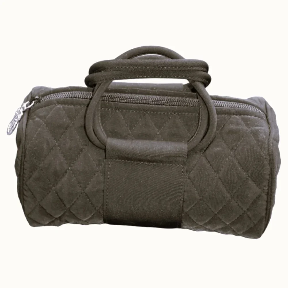 Vera Bradley Mini Classic Black Quilted Barrel Satchel